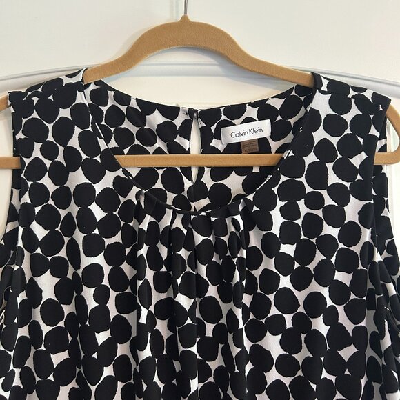 Calvin Klein Women's Polka Dot Black and White Shell Top Size XL - Picture 3 of 6